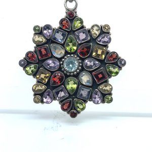 Sterling Silver and Multi color gemstone pendant.